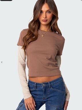 NEW EDIKTED Mood Layered Long Sleeve T Shirt